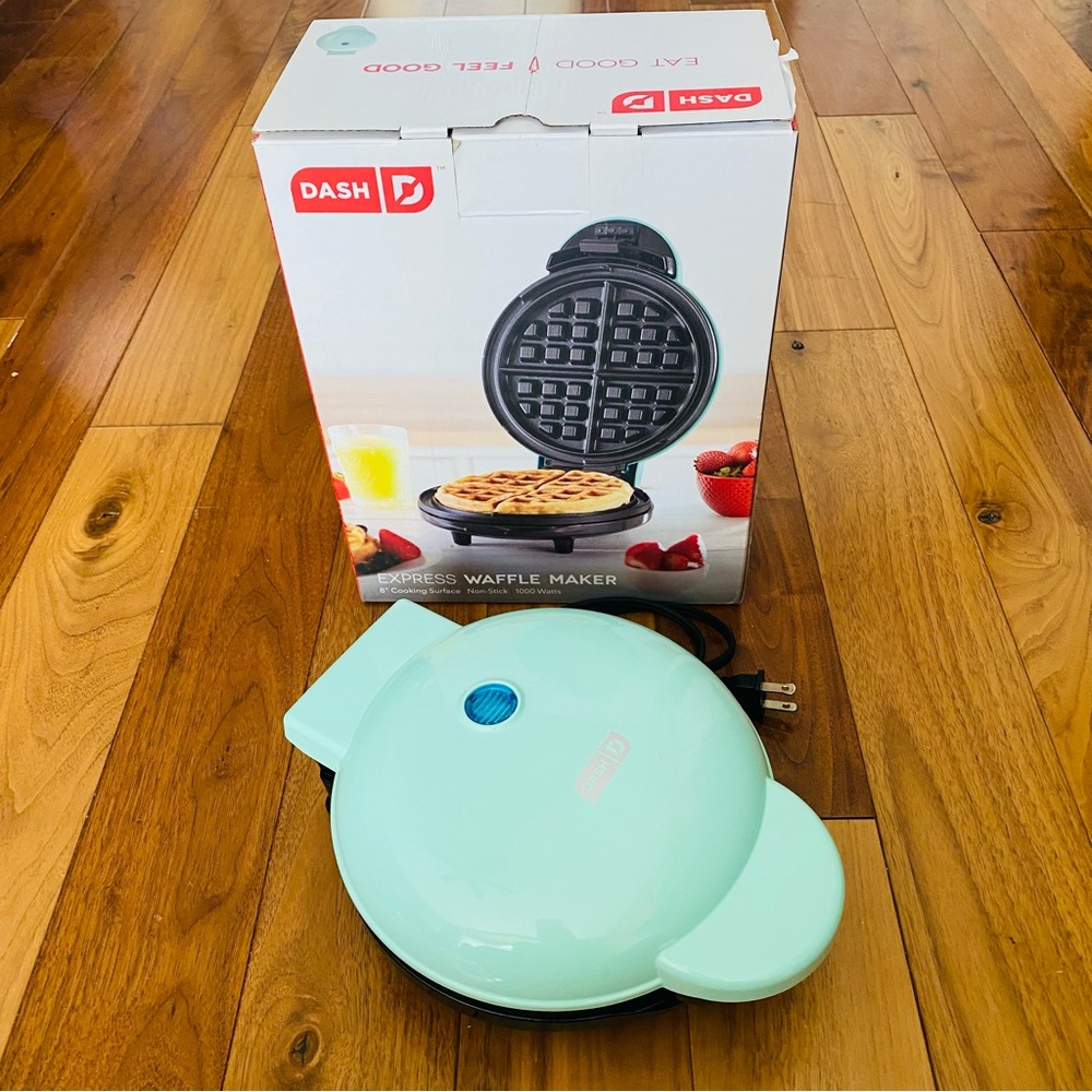 Dash Express 8” Aqua Waffle Maker Nonstick Compact Maker Recipe Guide